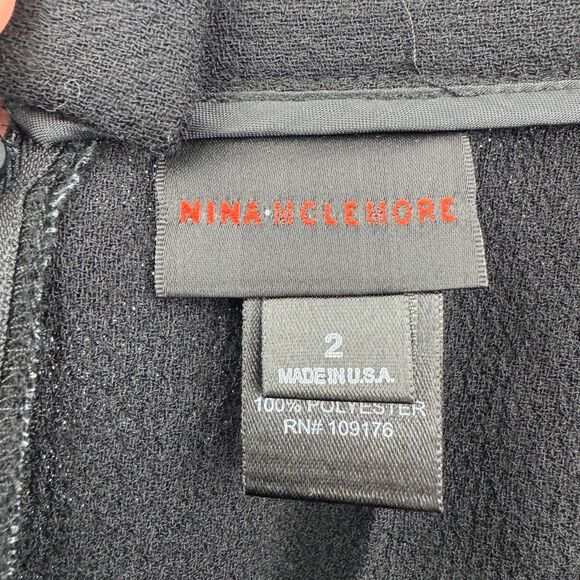 NINA MCLEMORE Black 100% Wool Midi Pencil Skirt Size 2 - Picture 4 of 5